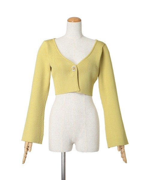 an another angelus（アンアナザーアンジェラス）の「フラワーカメオ釦ショートニットカーディガン/fint　フィント（カーディガン/ボレロ・レディース・ライトグレー/レッド/イエロー・FREE）」の17枚目の写真