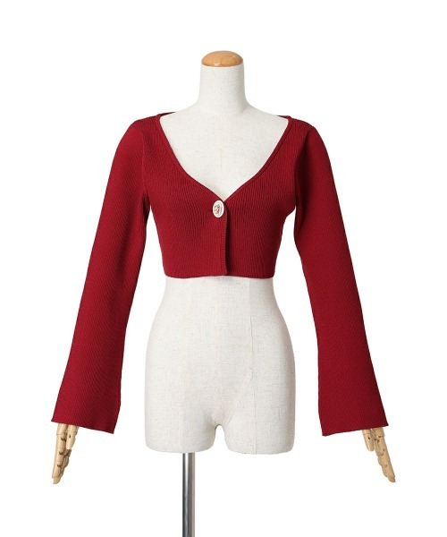 an another angelus（アンアナザーアンジェラス）の「フラワーカメオ釦ショートニットカーディガン/fint　フィント（カーディガン/ボレロ・レディース・ライトグレー/レッド/イエロー・FREE）」の18枚目の写真