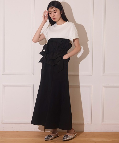 avieワンピース AVIE ワンピース カバーデザインミリタリーカットワンピース