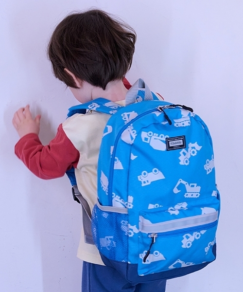 kladskap（クレードスコープ）の「働く車総柄リュック（バックパック/リュック・キッズ・黄緑系/サックスブルー・M/S/SS）」の2枚目の写真