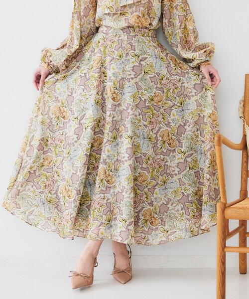 UNTITLED（アンタイトル）の「【セットアップ可能】オールドフラワー プリントスカート（スカート・レディース・グリーン系1/ベージュ系その他3・00/01/02/03/42/44/50/48/46/04）」の10枚目の写真