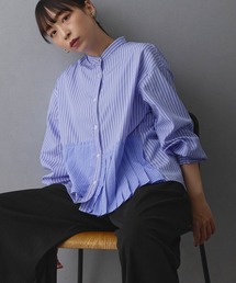 NICOLE white | アシンメトリ―プリーツシャツ(シャツ/ブラウス)