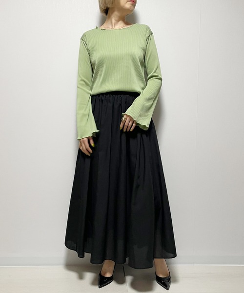 Fizz(フィズ)の「【Fizz/フィズ】 カットプリーツ フレアスリーブメロープルオーバー(Tシャツ/カットソー・レディース・グレイッシュベージュ/ブラック/アイボリー/グリーン・M)」の14枚目の写真