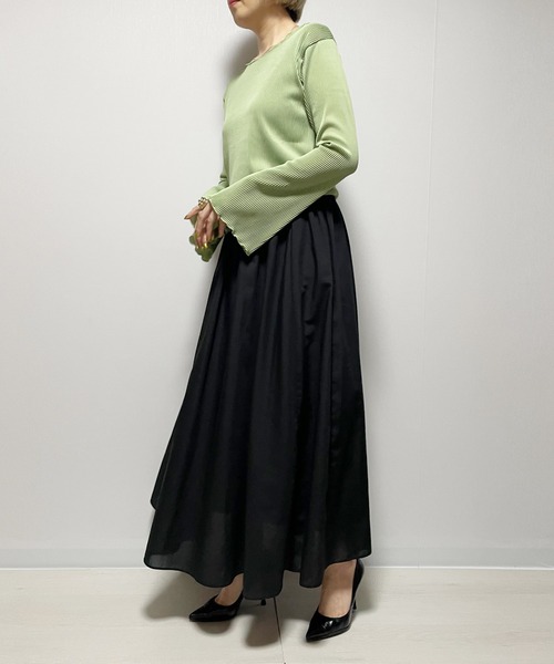 Fizz(フィズ)の「【Fizz/フィズ】 カットプリーツ フレアスリーブメロープルオーバー(Tシャツ/カットソー・レディース・グレイッシュベージュ/ブラック/アイボリー/グリーン・M)」の15枚目の写真