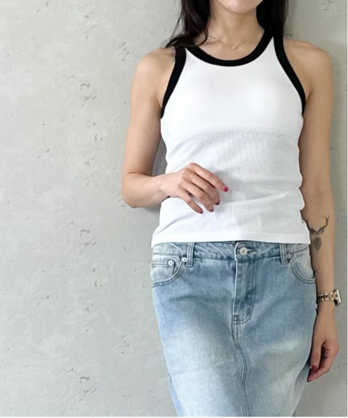 Per sist ence(パーシエンス)の「カットリブカップ付き配色アメスリタンク(タンクトップ・レディース・ブラウン/ベージュ/オフホワイト/ブラック・FREE)」の17枚目の写真