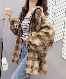 オーバーサイズ チェックシャツレディース