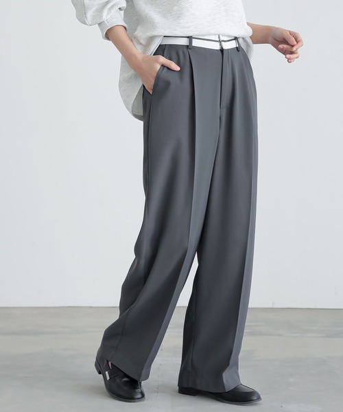 n'OrLABEL（ノアールレーベル）の「『マーベルトパンツ』（スラックス・レディース・ベージュ/チャコール・S～Ｍ/L～LL/3L）」の2枚目の写真