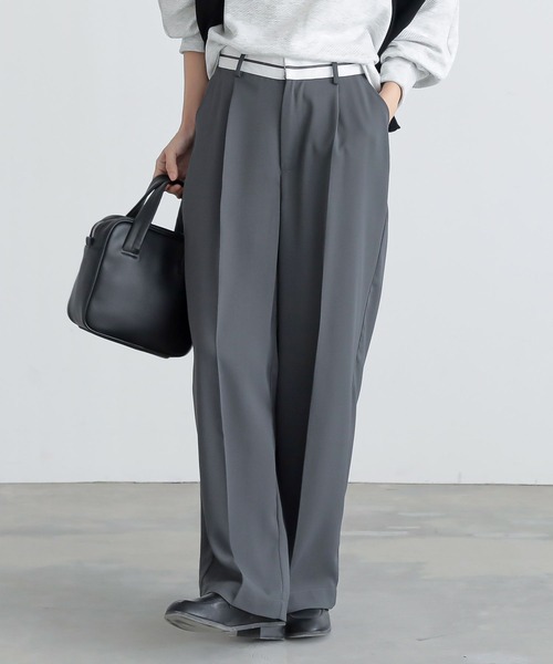 n'OrLABEL（ノアールレーベル）の「『マーベルトパンツ』（スラックス・レディース・ベージュ/チャコール・S～Ｍ/L～LL/3L）」の6枚目の写真