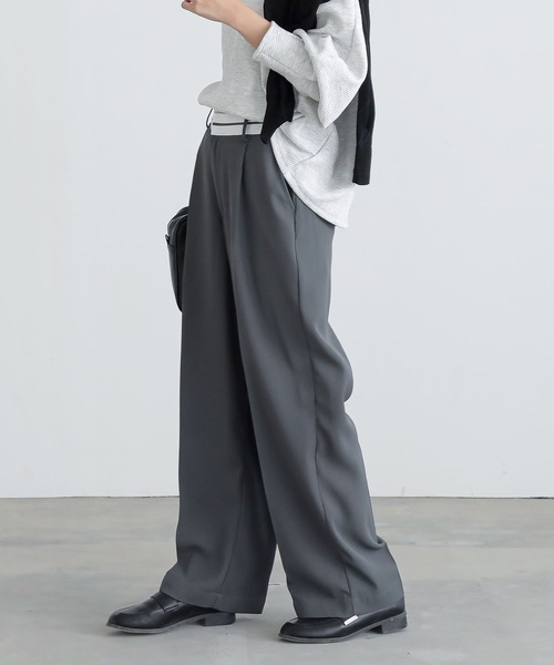 n'OrLABEL（ノアールレーベル）の「『マーベルトパンツ』（スラックス・レディース・ベージュ/チャコール・S～Ｍ/L～LL/3L）」の5枚目の写真