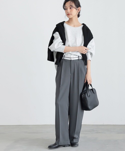 n'OrLABEL（ノアールレーベル）の「『マーベルトパンツ』（スラックス・レディース・ベージュ/チャコール・S～Ｍ/L～LL/3L）」の9枚目の写真