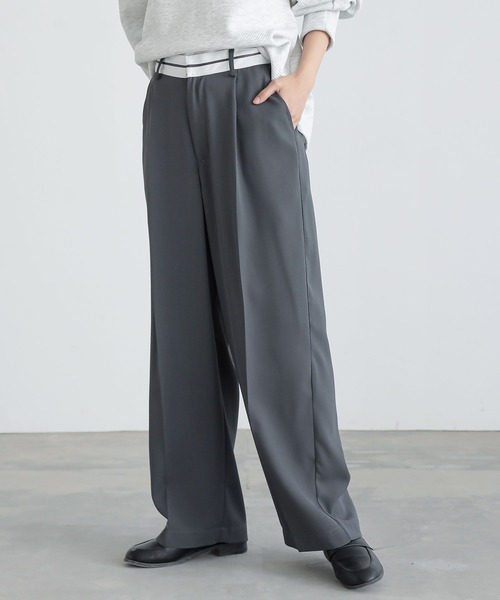 n'OrLABEL（ノアールレーベル）の「『マーベルトパンツ』（スラックス・レディース・ベージュ/チャコール・S～Ｍ/L～LL/3L）」の3枚目の写真