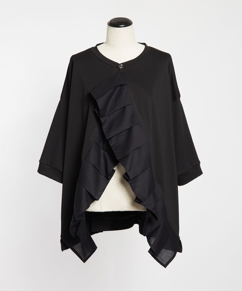 gomme（ゴム）の「ファインスムース　Fプリーツカーディガン（スウェット・レディース・ブラック・MEDIUM）」の7枚目の写真