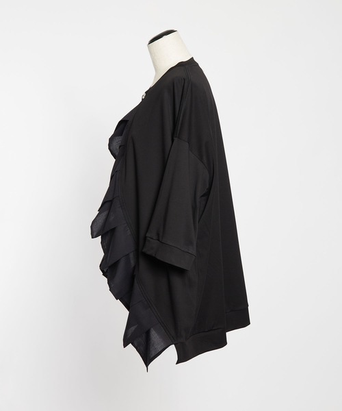 gomme（ゴム）の「ファインスムース　Fプリーツカーディガン（スウェット・レディース・ブラック・MEDIUM）」の8枚目の写真