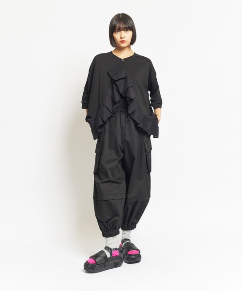 gomme（ゴム）の「ファインスムース　Fプリーツカーディガン（スウェット・レディース・ブラック・MEDIUM）」の2枚目の写真