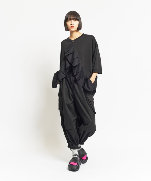 gomme（ゴム）の「ファインスムース　Fプリーツカーディガン（スウェット・レディース・ブラック・MEDIUM）」の3枚目の写真