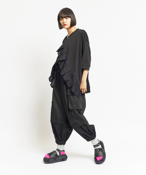 gomme（ゴム）の「ファインスムース　Fプリーツカーディガン（スウェット・レディース・ブラック・MEDIUM）」の4枚目の写真