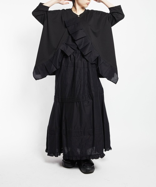 gomme（ゴム）の「ファインスムース　Fプリーツカーディガン（スウェット・レディース・ブラック・MEDIUM）」の20枚目の写真