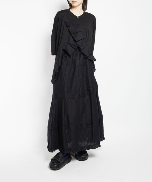 gomme（ゴム）の「ファインスムース　Fプリーツカーディガン（スウェット・レディース・ブラック・MEDIUM）」の21枚目の写真