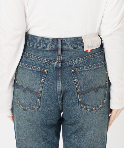 CIMARRON（シマロン）の「別注【Cimarron×Oriens】STUDS Denim：スタッズデニム（デニムパンツ・レディース・ベージュ/エメラルドブルー・26/25/24）」の9枚目の写真