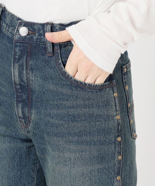 CIMARRON（シマロン）の「別注【Cimarron×Oriens】STUDS Denim：スタッズデニム（デニムパンツ・レディース・ベージュ/エメラルドブルー・26/25/24）」の13枚目の写真