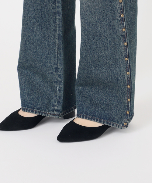 CIMARRON（シマロン）の「別注【Cimarron×Oriens】STUDS Denim：スタッズデニム（デニムパンツ・レディース・ベージュ/エメラルドブルー・26/25/24）」の14枚目の写真