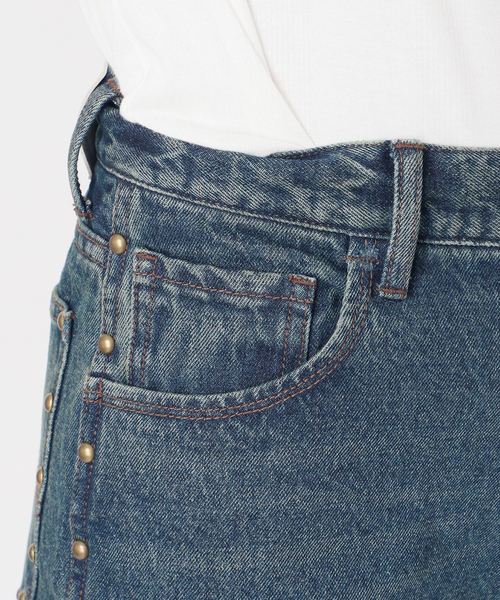 CIMARRON（シマロン）の「別注【Cimarron×Oriens】STUDS Denim：スタッズデニム（デニムパンツ・レディース・ベージュ/エメラルドブルー・26/25/24）」の15枚目の写真