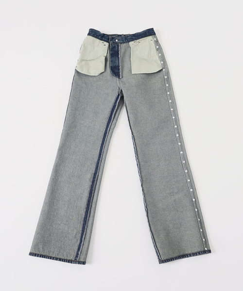 CIMARRON（シマロン）の「別注【Cimarron×Oriens】STUDS Denim：スタッズデニム（デニムパンツ・レディース・ベージュ/エメラルドブルー・26/25/24）」の18枚目の写真