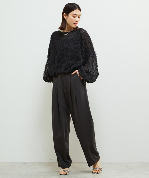 SOFFITTO（ソフィット）の「機能素材2タックストレッチセミワイドパンツ（その他パンツ・レディース・ライトカーキ/チャコールグレー・S/M）」の10枚目の写真