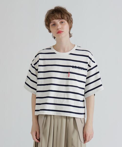 AVIREX(アヴィレックス)の「NAVAL POCKET SHORT T-SHIRT/ネイバルポケット ショートティーシャツ(Tシャツ/カットソー・レディース・ホワイト系2/オレンジ/ネイビー/ネイビー系1・F)」の3枚目の写真