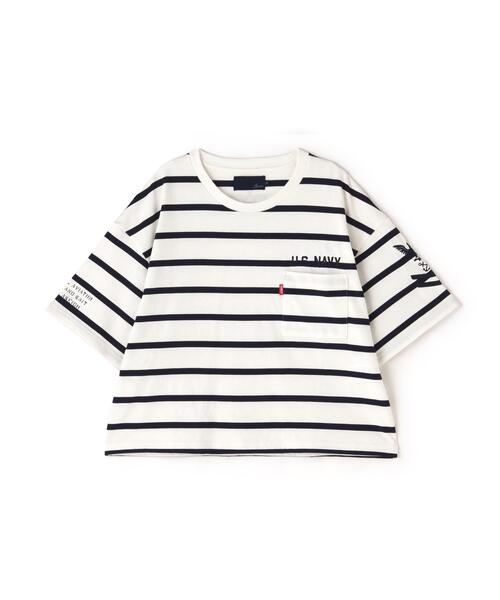 AVIREX(アヴィレックス)の「NAVAL POCKET SHORT T-SHIRT/ネイバルポケット ショートティーシャツ(Tシャツ/カットソー・レディース・ホワイト系2/オレンジ/ネイビー/ネイビー系1・F)」の9枚目の写真
