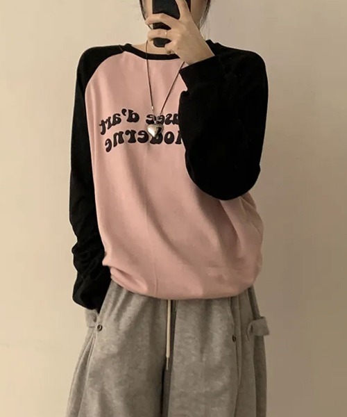 VIVID LADY(ビビッドレディー)の「ラグラン tシャツ ルーズトレーナー(Tシャツ/カットソー・レディース・オートミール/ピンク/グレー・FREE)」の5枚目の写真