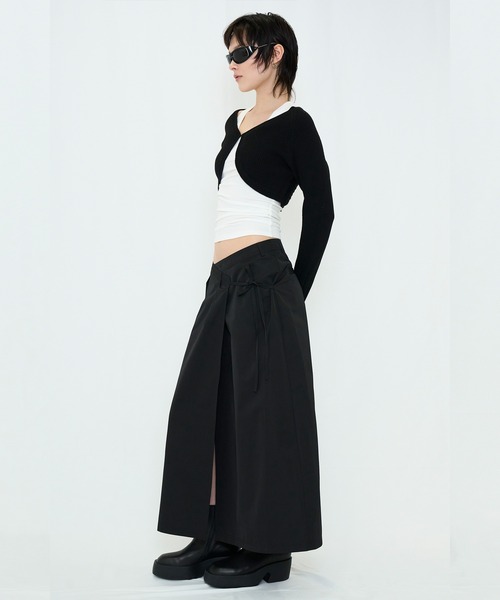 VIAVANDA（ヴィアヴァンダ）の「WRAP MAXI SKIRT（スカート・レディース・グレー/ブラック・FREE）」の5枚目の写真