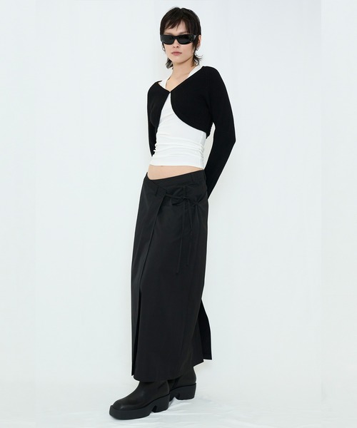 VIAVANDA（ヴィアヴァンダ）の「WRAP MAXI SKIRT（スカート・レディース・グレー/ブラック・FREE）」の6枚目の写真