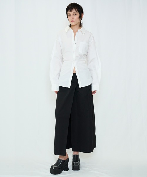 VIAVANDA（ヴィアヴァンダ）の「WRAP MAXI SKIRT（スカート・レディース・グレー/ブラック・FREE）」の7枚目の写真