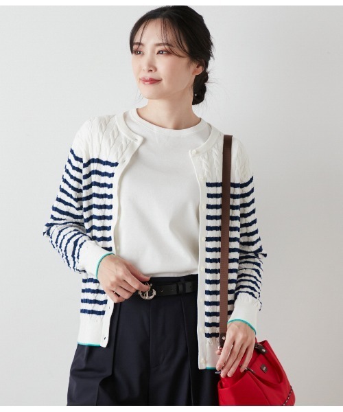 NEWYORKER(ニューヨーカー)の「ガス焼き強撚フライス ラウンドネックプルオーバー(Tシャツ/カットソー・レディース・ライトグレー/ホワイト・L/M)」の8枚目の写真