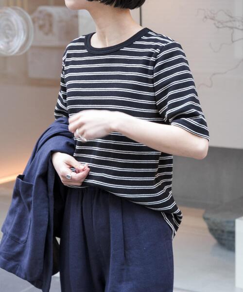 FORK&SPOON（フォークアンドスプーン）の「FORK&SPOON　ワッフルジャガードTシャツ（Tシャツ/カットソー・レディース・ブルー系その他/オフホワイト/ブラック系その他/ブラウン系その他・1）」の20枚目の写真