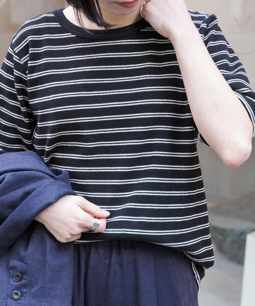 FORK&SPOON（フォークアンドスプーン）の「FORK&SPOON　ワッフルジャガードTシャツ（Tシャツ/カットソー・レディース・ブルー系その他/オフホワイト/ブラック系その他/ブラウン系その他・1）」の21枚目の写真