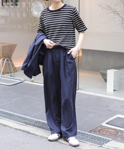 FORK&SPOON（フォークアンドスプーン）の「FORK&SPOON　ワッフルジャガードTシャツ（Tシャツ/カットソー・レディース・ブルー系その他/オフホワイト/ブラック系その他/ブラウン系その他・1）」の22枚目の写真