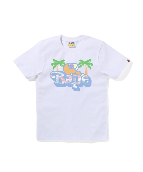 A BATHING APE(アベイシングエイプ)の「PALM TREE PATTERN MILO ON BAPE TEE(Tシャツ/カットソー・レディース・サックスブルー/ピンク/ホワイト・XX-SMALL/SMALL/X-SMALL/MEDIUM)」の2枚目の写真