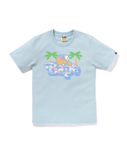 A BATHING APE(アベイシングエイプ)の「PALM TREE PATTERN MILO ON BAPE TEE(Tシャツ/カットソー・レディース・サックスブルー/ピンク/ホワイト・XX-SMALL/SMALL/X-SMALL/MEDIUM)」の1枚目の写真