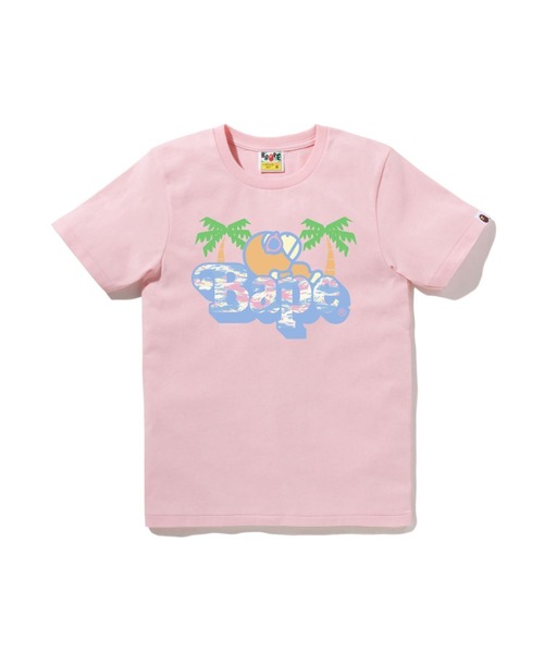 A BATHING APE(アベイシングエイプ)の「PALM TREE PATTERN MILO ON BAPE TEE(Tシャツ/カットソー・レディース・サックスブルー/ピンク/ホワイト・XX-SMALL/SMALL/X-SMALL/MEDIUM)」の3枚目の写真