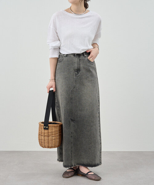 SHENERY（シーナリー）の「《大人のカジュアルコーデ》デニムロングスカート（スカート・レディース・ブラック/ブルー・36/38）」の5枚目の写真