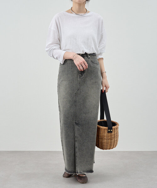 SHENERY（シーナリー）の「《大人のカジュアルコーデ》デニムロングスカート（スカート・レディース・ブラック/ブルー・36/38）」の6枚目の写真