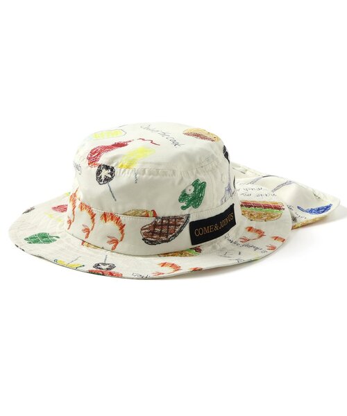 BIT'Z(ビッツ)の「みんなでBBQしたよ柄日よけハット(ハット・キッズ・ライム/キナリ・50/48/54/52)」の2枚目の写真