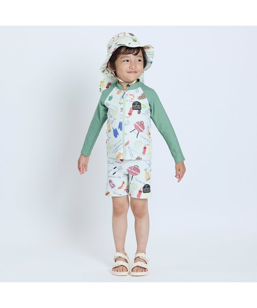 BIT'Z(ビッツ)の「みんなでBBQしたよ柄日よけハット(ハット・キッズ・ライム/キナリ・50/48/54/52)」の3枚目の写真