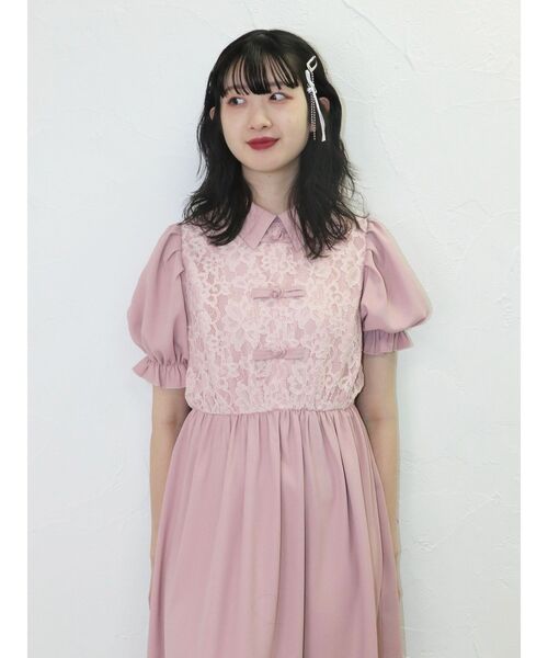 jouetie(ジュエティ)の「レースドッキングチャイナワンピース(ワンピース・レディース・アイボリー/ブラック/ピンク・MEDIUM)」の7枚目の写真