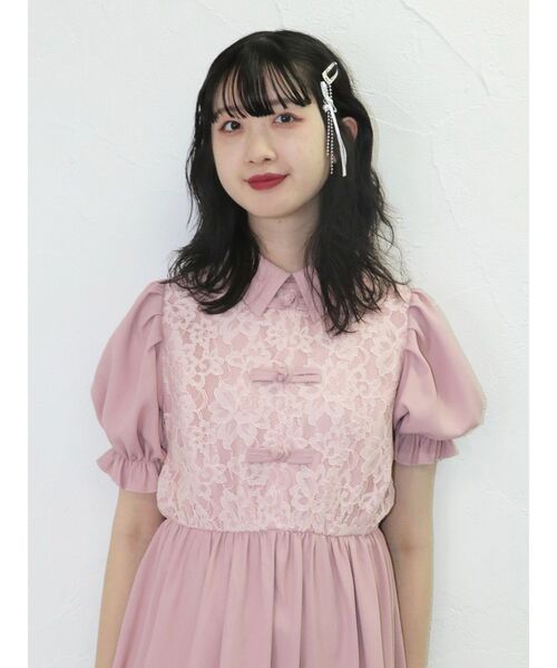 jouetie(ジュエティ)の「レースドッキングチャイナワンピース(ワンピース・レディース・アイボリー/ブラック/ピンク・MEDIUM)」の8枚目の写真