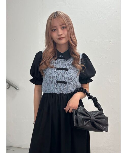 jouetie(ジュエティ)の「レースドッキングチャイナワンピース(ワンピース・レディース・アイボリー/ブラック/ピンク・MEDIUM)」の11枚目の写真