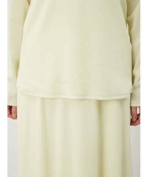 Mila Owen（ミラオーウェン）の「【セットアップ対応】フロッキーベロアボートネックトップス（Tシャツ/カットソー・レディース・チャコールグレー/ベージュ/ライム・0/1）」の14枚目の写真