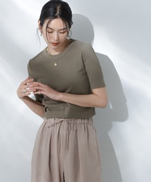 NANO universe（ナノユニバース）の「Anti Soaked(R) 汗染み防止クルーネックリブTシャツ（Tシャツ/カットソー・レディース）」